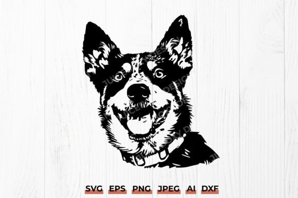 Cheerful Australian Cattle Dog SVG DXF