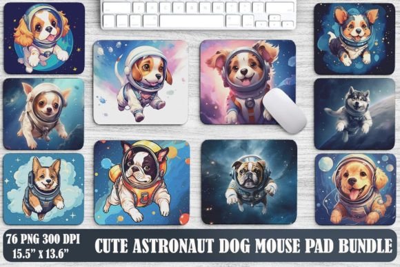 Cute Astronaut Dog Breeds Mouse Pad Backgrounds Bundle