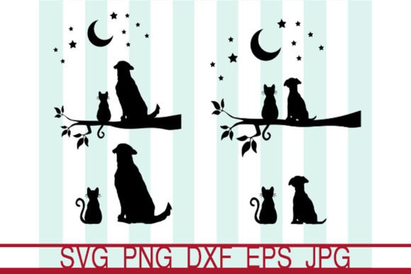 Dog and Cat Love, Cat and Dog Silhouette
