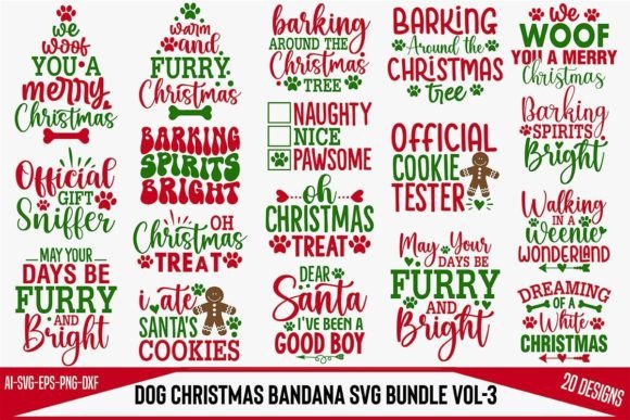 Dog Christmas Bandana SVG Bundle Vol-3