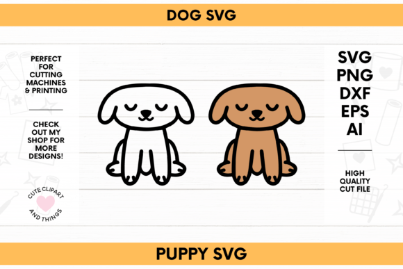 Kawaii Dog SVG Cute Sitting Dog SVG