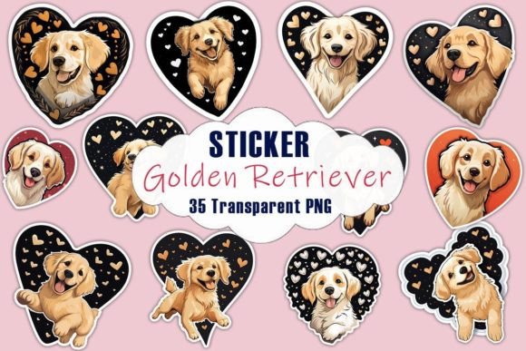 Lovely Golden Retriever Dog Stickers PNG Bundle Review
