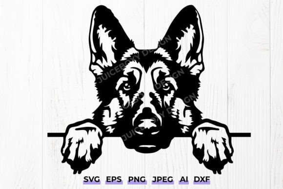 Peeking German Shepherd Dog Svg Dxf File