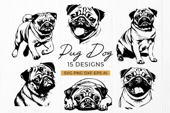 Pug Dog SVG Bundle - Peeking Pug Clipart