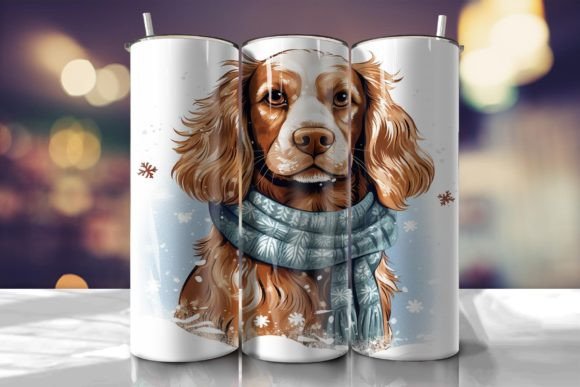 Spaniel Dog Christmas Tumbler Wrap